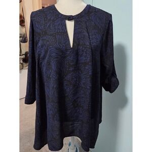 Torrid Size 0 /Large‎ Women's Paisley Print Keyhole Neck 3/4 Sleeve Tunic Top